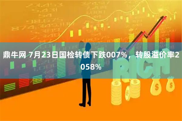 鼎牛网 7月23日国检转债下跌007%，转股溢价率2058%